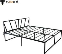 TUSSK R Rinlit Queen Metal Bed with Stainless Steel Bottle Holder Metal Queen Bed