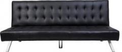 Uberlyfe Cardiff Three Seater Sofa Cum Bed Black Double Engineered Wood Sofa Bed