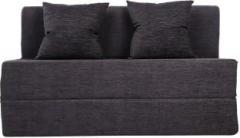 Uberlyfe Sofa Cum Bed Perfect for Guests Moshi Fabric Washable Cover with Two Cushions Dark Grey | 4' X 6' Feet Double Sofa Bed