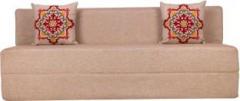 Uberlyfe Three Seater Sofa Cum Bed Perfect for Guests Jute Fabric Washable Cover Beige with 2 Cushions | 5' X 6' Feet Double Sofa Bed