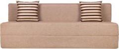 Uberlyfe Three Seater Sofa Cum Bed Perfect for Guests Jute Fabric Washable Cover Beige with 2 Cushions | 6' X 6' Feet Double Sofa Bed