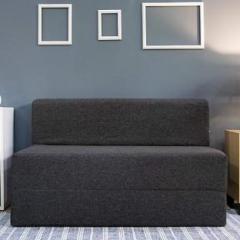 Uberlyfe Two Seater Sofa Cum Bed Perfect for Guests Jute Fabric Washable Cover Dark Grey| 4'x6' Feet. Double Sofa Bed