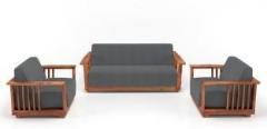 Urban Ladder Serra Wooden Fabric 3 + 1 + 1 Teak Sofa Set