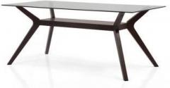 Urban Ladder Wesley Glass Top Solid Wood 6 Seater Dining Table