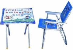 Vanshika Furniture Baby Boy's and Girl's Study & Play Wooden Table Chair Kids Folding Study Table Metal Chair