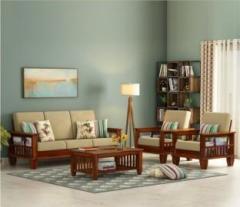 Varsha Furniture Premium Quality Solid Wood Sheesham Wood 5 Seater Sofa Set For Living Room Fabric 3 + 2 Sofa Set