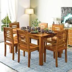 Varsha Furniture Solid Wood 6 Seater Dining Set for Dining Room & Kitchen| Rosewood| Honey Finish Solid Wood 6 Seater Dining Table