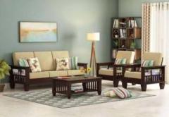 Varsha Furniture Solid Wood Sheesham Wood 5 Seater Sofa Set For Living Room | Sheesham Wood Fabric 3 + 1 + 1 Sofa Set