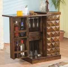 Varsha Furniture Wooden Bar Cabinet for Wine Bottle and Glass Storage for Home Solid Wood Bar Cabinet