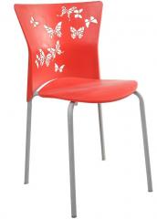 Ventura Armless Cafetaria Chair in Red Colour