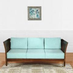 Vintej Home Petal Sheesham Fabric 3 Seater Sofa