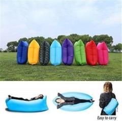 Vvg Traders Fast Inflatable Camping Air Sofa Outdoor Lazy Sleeping Bag Beach Bed Lounger Half leather 1 Seater Sofa