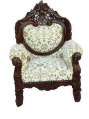 W.S.HANDICRAFTS Solid wood sofa Pure Teak in carving design Filling Material Foam Fabric 1 Seater Sofa