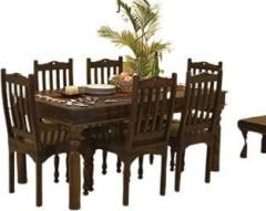 Waywood Solid Sheesham Solid Wood 6 Seater Dining Table with 6 Chairs for Living Room Solid Wood 6 Seater Dining Set