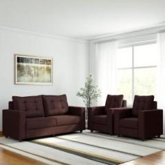 Westido atHome Fabric 3 + 1 + 1 Brown Sofa Set