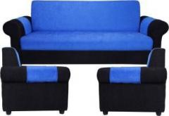 Westido Fabric 3 + 1 + 1 Blue Black Sofa Set