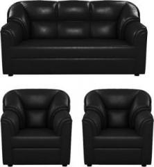 Westido Leatherette 3 + 1 + 1 Black Sofa Set