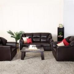 Westido Manhattan Leatherette 3 + 1 + 1 Brown Sofa Set