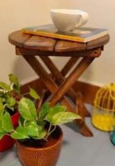 Wood Emporium Wooden Handicarft Folding Stool for Living Room Side Table Solid Wood Side Table