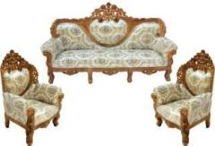 Wood Master Sre 5 Seater Sofa Set Color:Honey Teak Fabric 3 + 1 + 1 Sofa Set
