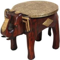 Wooden Palm Elephant Stool Wooden Hand Painted Cum Side Table for Home, Office, Living Room Solid Wood Side Table