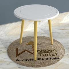 Woodentwist Small Foldable Solid Wood Round End Table Solid Wood End Table