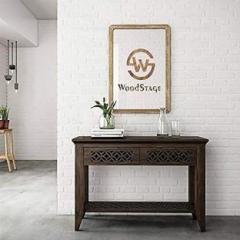 Woodstage Sheesham Wood Console Tables with 2 Drawer and 1 Bottom Shelf Storage Solid Wood Console Table