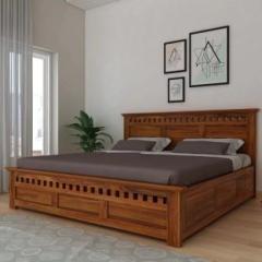 Woodstage Solid Sheesham Wood King Size Bed with Box Storage for Bedroom Solid Wood King Box Bed
