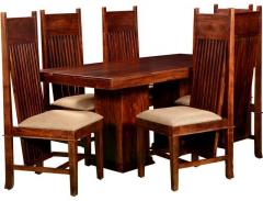 Woodsworth Casa Rio Solid Wood Six Seater Dining Set in Colonial Maple Finish