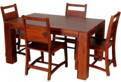 Woodsworth Cassia Sheesham Wood Four Seater Dining Set in Honey Oak Finish