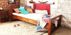 Woodsworth Cinnamon Solid Wood Single Bed in Provincial Teak Finish