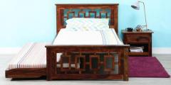 Woodsworth Des Moines Extendable Solid Wood Single Bed In Provincial Teak Finish