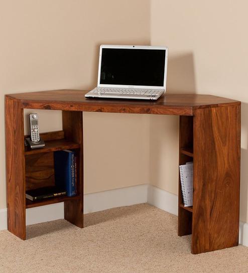 Woodsworth Elkhorn Open Computer Table with Shelfs in Honey Oak Finish