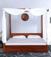 Woodsworth Freemont King Size Poster Bed with Storage in Honey Oak Finish