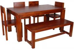 Woodsworth Goinia Solid Wood Six Seater Dining Set in Colonial Maple Finish