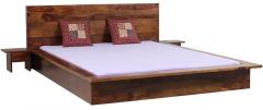 Woodsworth Guadalajara King Sized Bed with Two Bedside Table in Provincial Teak Finish