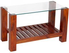 Woodsworth Hughes Glass Top Coffee Table in Colonial Maple Finish