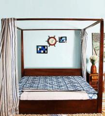 Woodsworth Ilwaco King Size Poster Bed with Storage in Provincial Teak Finish