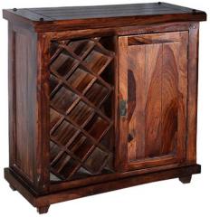Woodsworth InStyle Solid Wood Bar Cabinet in Provincial Teak Finish