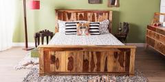 Woodsworth Oakville Queen Size Bed in Natural Mango Wood Finish