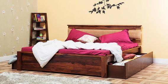 Woodsworth Olney King Size Bed with Storage in Provincial Teak Finish