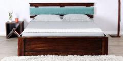Woodsworth Olney Queen Size Bed with Upholstered Headboard in Provincial Teak Finish