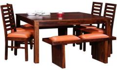 Woodsworth Palermo Solid Wood Eight Seater Dining Set in Honey Oak Finish