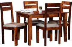 Woodsworth Quito Solid Wood Four Seater Dining Set in Honey Oak Finish