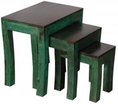 Woodsworth Rio Solid Wood Set Of Tables in Green Oak Finish