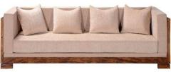 Woodsworth Ruston Three Seater Sofa with Throw Cushions in Honey Oak Finish