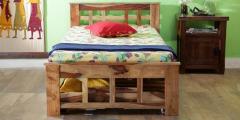 Woodsworth Santa Cruz Extendable Single Bed in Natural Sheesham Finish