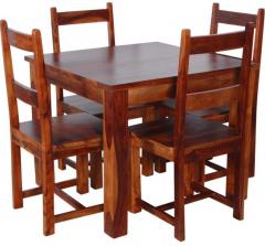 Woodsworth Sheesham Solid Wood Four Seater Dining set in Colonial Maple finish