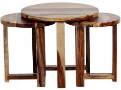 Woodsworth Slick Solid Wood Set of Tables Natural Finish