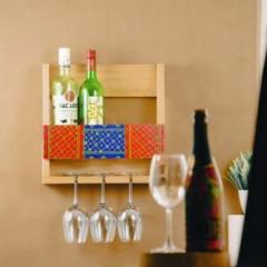 Xlane Sheesham Wood Wall Mounted Wine Rack Solid Wood Bar Cabinet
